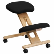 MOBILE WOODEN ERGONOMIC KNEELING OFFICE CHAIR IN BLACK FABRIC: <font color=green>FREE SHIPPING!</font>