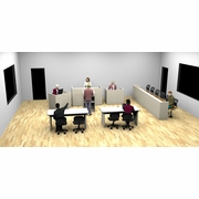 MOCK COURTROOM FURNITURE.