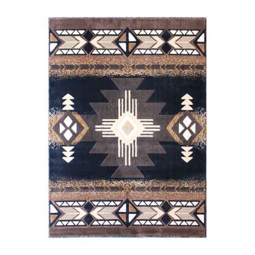 MOHAVE COLLECTION 5' X 7' BLACK TRADITIONAL SOUTHWESTERN STYLE AREA RUG - OLEFIN FIBERS WITH JUTE BACKING <font color=green>FREE SHIPPING!</font>