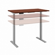 MOVE 60 SERIES BY  48W X 24D HEIGHT ADJUSTABLE STANDING DESK: HANSEN CHERRY/COOL GRAY METALLIC <FONT COLOR=GREEN>-FREE SHIPPING-</FONT>