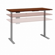 MOVE 60 SERIES BY  60W X 30D HEIGHT ADJUSTABLE STANDING DESK: HANSEN CHERRY/COOL GRAY METALLIC <FONT COLOR=GREEN>-FREE SHIPPING-</FONT>