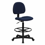NAVY BLUE PATTERNED FABRIC DRAFTING CHAIR (CYLINDERS: 22.5''-27''H OR 26''-30.5''H): <font color=green>FREE SHIPPING!</font>