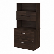 OFFICE 500 36W 2 DRAWER LATERAL FILE CABINET WITH HUTCH: BLACK WALNUT  <FONT COLOR=GREEN>-FREE SHIPPING-</FONT>
