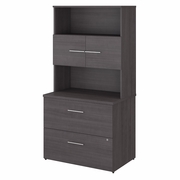 OFFICE 500 36W 2 DRAWER LATERAL FILE CABINET WITH HUTCH.  <FONT COLOR=GREEN>-FREE SHIPPING-</FONT>