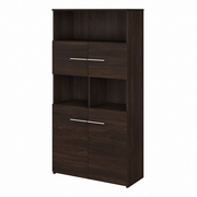 OFFICE 500 5 SHELF BOOKCASE WITH DOORS: BLACK WALNUT <FONT COLOR=GREEN>-FREE SHIPPING-</FONT>
