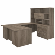 OFFICE 500 72W U SHAPED EXECUTIVE DESK WITH DRAWERS AND HUTCH.  <FONT COLOR=GREEN>-FREE SHIPPING-</FONT>