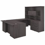 OFFICE 500 72W U SHAPED EXECUTIVE DESK WITH DRAWERS AND HUTCH.  <FONT COLOR=GREEN>-FREE SHIPPING-</FONT>