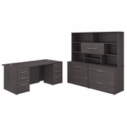 OFFICE 500 72W X 36D EXECUTIVE DESK WITH DRAWERS, LATERAL FILE CABINETS AND HUTCH.  <FONT COLOR=GREEN>-FREE SHIPPING-</FONT>