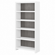 OFFICE BY KATHY IRELAND ECHO 5 SHELF BOOKCASE: PURE WHITE/MODERN GRAY <FONT COLOR=GREEN>-FREE SHIPPING-</FONT>