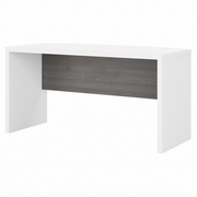 OFFICE BY KATHY IRELAND ECHO 60W BOW FRONT DESK: PURE WHITE/MODERN GRAY <FONT COLOR=GREEN>-FREE SHIPPING-</FONT>
