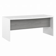 OFFICE BY KATHY IRELAND ECHO 72W BOW FRONT DESK: PURE WHITE/MODERN GRAY <FONT COLOR=GREEN>-FREE SHIPPING-</FONT>