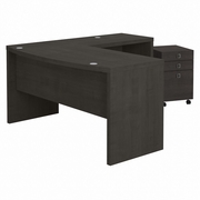 OFFICE BY KATHY IRELAND® ECHO L SHAPED BOW FRONT DESK WITH MOBILE FILE CABINET: CHARCOAL MAPLE <FONT COLOR=GREEN>-FREE SHIPPING-</FONT> OFFICE BY KATHY IRELAND® ECHO L SHAPED BOW FRONT DESK WITH MOBILE FILE CABINET: CHARCOAL MAPLE <FONT COLOR=GREEN>-FREE SHIPPING-</FONT>