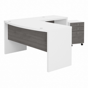 OFFICE BY KATHY IRELAND® ECHO L SHAPED BOW FRONT DESK WITH MOBILE FILE CABINET: PURE WHITE/MODERN GRAY <FONT COLOR=GREEN>-FREE SHIPPING-</FONT> OFFICE BY KATHY IRELAND® ECHO L SHAPED BOW FRONT DESK WITH MOBILE FILE CABINET: PURE WHITE/MODERN GRAY <FONT COLOR=GREEN>-FREE SHIPPING-</FONT>