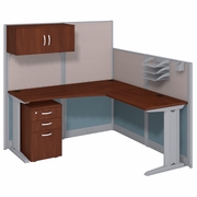 OFFICE IN AN HOUR 65W X 65D L SHAPED CUBICLE WORKSTATION WITH STORAGE.  <FONT COLOR=GREEN>-FREE SHIPPING-</FONT> OFFICE IN AN HOUR 65W X 65D L SHAPED CUBICLE WORKSTATION WITH STORAGE.  <FONT COLOR=GREEN>-FREE SHIPPING-</FONT>
