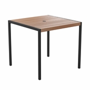 OUTDOOR DINING TABLE WITH SYNTHETIC TEAK POLY SLATS - 35" SQUARE STEEL FRAMED RESTAURANT TABLE WITH UMBRELLA HOLDER HOLE: <font color=green>FREE SHIPPING!</font> OUTDOOR DINING TABLE WITH SYNTHETIC TEAK POLY SLATS - 35" SQUARE STEEL FRAMED RESTAURANT TABLE WITH UMBRELLA HOLDER HOLE: <font color=green>FREE SHIPPING!</font>