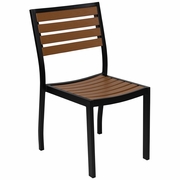 OUTDOOR STACKABLE SIDE CHAIR WITH FAUX TEAK POLY SLATS <font color=green>FREE SHIPPING!</font>