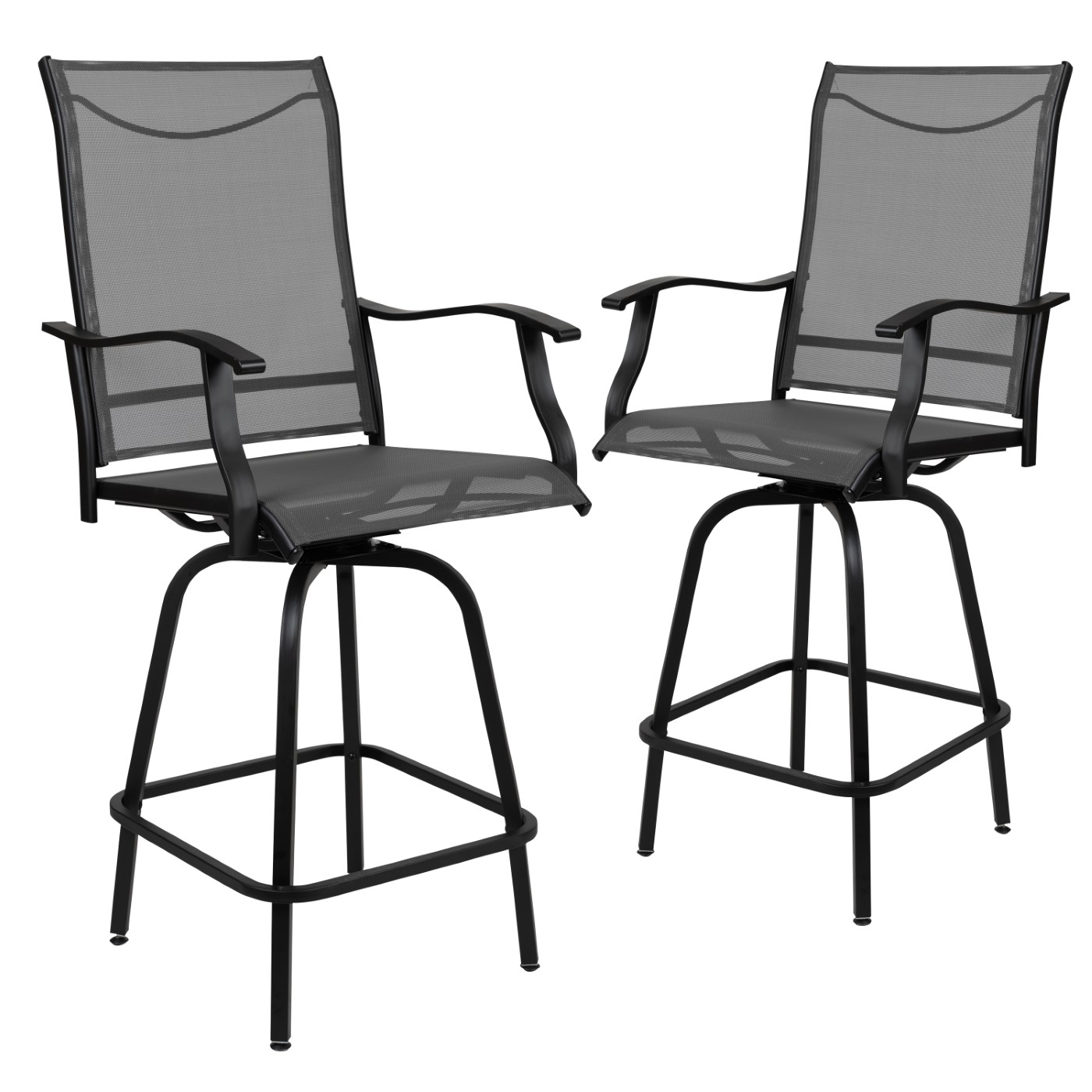 PATIO BAR HEIGHT STOOLS SET OF 2, ALL-WEATHER TEXTILENE SWIVEL PATIO STOOLS AND DECK CHAIRS WITH HIGH BACK & ARMRESTS IN GRAY: <font color=green>FREE SHIPPING!</font> PATIO BAR HEIGHT STOOLS SET OF 2, ALL-WEATHER TEXTILENE SWIVEL PATIO STOOLS AND DECK CHAIRS WITH HIGH BACK & ARMRESTS IN GRAY: <font color=green>FREE SHIPPING!</font>