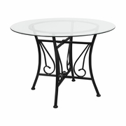 PRINCETON 42'' ROUND GLASS DINING TABLE WITH BLACK METAL FRAME: <font color=green>FREE SHIPPING!</font>