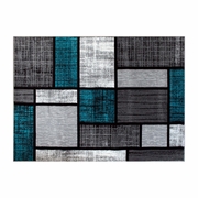 RAVEN COLLECTION 5' X 7' TURQUOISE COLOR BRICKED OLEFIN AREA RUG WITH JUTE BACKING FOR ENTRYWAY, LIVING ROOM, BEDROOM <font color=green>FREE SHIPPING!</font>