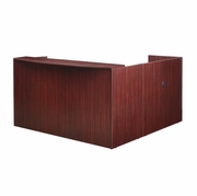 RECEPTION DESK WITH DOUBLE PEDESTAL FILE CABINET- MAHOGANY <FONT COLOR=GREEN>-FREE SHIPPING-</FONT>