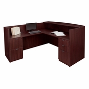 RECEPTION DESK WITH FULL PEDESTAL FILE CABINET- MAHOGANY <FONT COLOR=GREEN>-FREE SHIPPING-</FONT>