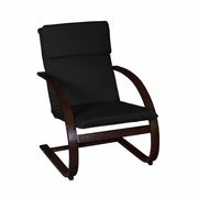 RECLINING, LOUNGE, ROCKING CHAIR-MOCHA WALNUT/ BLACK <FONT COLOR=GREEN>-FREE SHIPPING-</FONT>