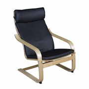 RECLINING, LOUNGE, ROCKING CHAIR- NATURAL/ BLACK LEATHER <FONT COLOR=GREEN>-FREE SHIPPING-</FONT>