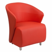 RED LEATHERSOFT CURVED BARREL BACK LOUNGE CHAIR <font color=green>FREE SHIPPING!</font>
