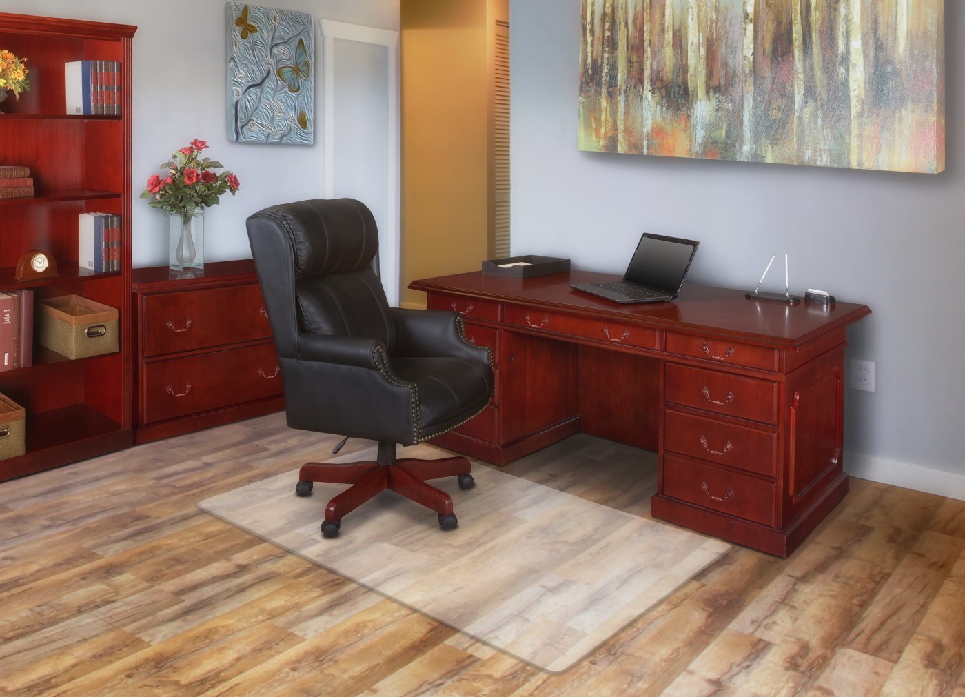 9099lbk | Traditional Plush Leather Executive Swivel Judges Chair