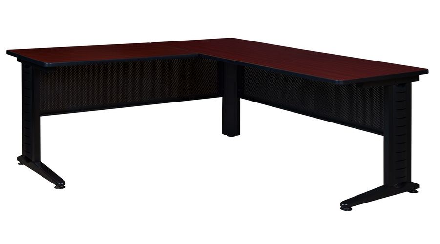50% DISCOUNT WITH FREE SHIPPING - FIXED HEIGHT 72 X 78 IN. L SHAPE DESK SHELL- MAHOGANY. FREE SHIPPING