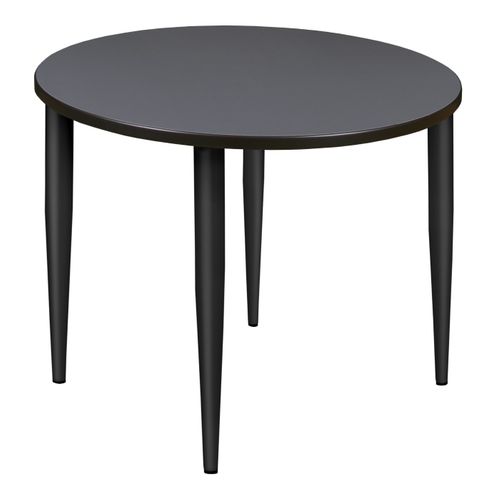 42 IN. ROUND BREAKROOM TABLE- GREY TOP, BLACK TAPERED LEGS <FONT COLOR=GREEN>-FREE SHIPPING-</FONT>