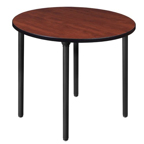 36 IN. MEDIUM ROUND BREAKROOM TABLE- CHERRY TOP, BLACK FOLDING LEGS <FONT COLOR=GREEN>-FREE SHIPPING-</FONT>