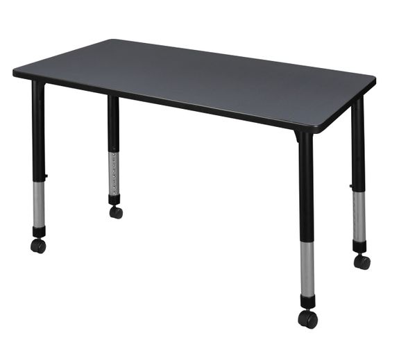 42 X 24 IN. HEIGHT ADJUSTABLE MOBILE CLASSROOM ACTIVITY TABLE- GREY <FONT COLOR=GREEN>-FREE SHIPPING-</FONT>