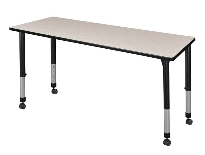 66 X 24 IN. HEIGHT ADJUSTABLE MOBILE CLASSROOM ACTIVITY TABLE- MAPLE <FONT COLOR=GREEN>-FREE SHIPPING-</FONT>