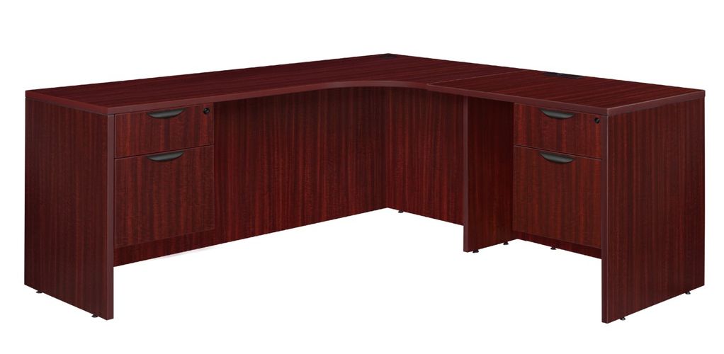 71 X 59 IN. DOUBLE PEDESTAL RIGHT CORNER CREDENZA- MAHOGANY <FONT COLOR=GREEN>-FREE SHIPPING-</FONT>