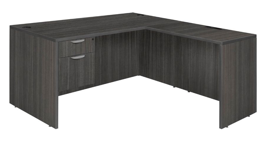 71 X 59 IN. L DESK WITH SINGLE PEDESTAL DRAWER UNIT- ASH GREY <FONT COLOR=GREEN>-FREE SHIPPING-</FONT>