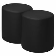 ROUND VINYL OTTOMAN (SET OF 2)- BLACK <FONT COLOR=GREEN>-FREE SHIPPING-</FONT>