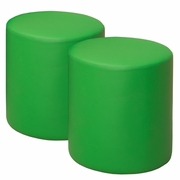 ROUND VINYL OTTOMAN (SET OF 2)- ENVY GREEN <FONT COLOR=GREEN>-FREE SHIPPING-</FONT>