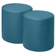 ROUND VINYL OTTOMAN (SET OF 2)- PEACOCK TEAL <FONT COLOR=GREEN>-FREE SHIPPING-</FONT>