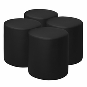 ROUND VINYL OTTOMAN (SET OF 4)- BLACK <FONT COLOR=GREEN>-FREE SHIPPING-</FONT>