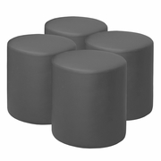 ROUND VINYL OTTOMAN (SET OF 4)- GREY <FONT COLOR=GREEN>-FREE SHIPPING-</FONT>