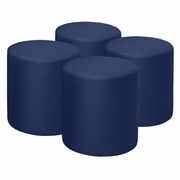 ROUND VINYL OTTOMAN (SET OF 4)- NAVAL BLUE <FONT COLOR=GREEN>-FREE SHIPPING-</FONT>