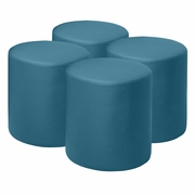 ROUND VINYL OTTOMAN (SET OF 4)- PEACOCK TEAL <FONT COLOR=GREEN>-FREE SHIPPING-</FONT>