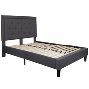 ROXBURY FULL SIZE TUFTED UPHOLSTERED PLATFORM BED IN DARK GRAY FABRIC: <font color=green>FREE SHIPPING!</font>