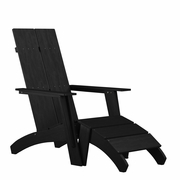 SAWYER MODERN ALL-WEATHER POLY RESIN WOOD ADIRONDACK CHAIR WITH FOOT RESTIN BLACK <font color=green>FREE SHIPPING!</font>