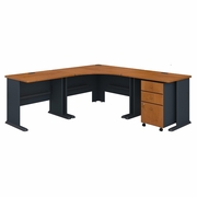 SERIES A 84W X 84D CORNER DESK WITH MOBILE FILE CABINET.  <FONT COLOR=GREEN>-FREE SHIPPING-</FONT>