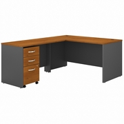 SERIES C 60W L SHAPED DESK WITH 3 DRAWER MOBILE FILE CABINET: NATURAL CHERRY/GRAPHITE GRAY <FONT COLOR=GREEN>-FREE SHIPPING-</FONT> SERIES C 60W L SHAPED DESK WITH 3 DRAWER MOBILE FILE CABINET: NATURAL CHERRY/GRAPHITE GRAY <FONT COLOR=GREEN>-FREE SHIPPING-</FONT>