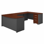 SERIES C 60W LEFT HANDED BOW FRONT U SHAPED DESK WITH MOBILE FILE CABINET. VIDEO BELOW. <FONT COLOR=GREEN>-FREE SHIPPING-</FONT>