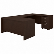 SERIES C 60W U SHAPED DESK WITH 3 DRAWER MOBILE FILE CABINET: MOCHA CHERRY <FONT COLOR=GREEN>-FREE SHIPPING-</FONT>