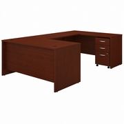 SERIES C 60W U SHAPED DESK WITH 3 DRAWER MOBILE FILE CABINET: PURE WHITE <FONT COLOR=GREEN>-FREE SHIPPING-</FONT>
